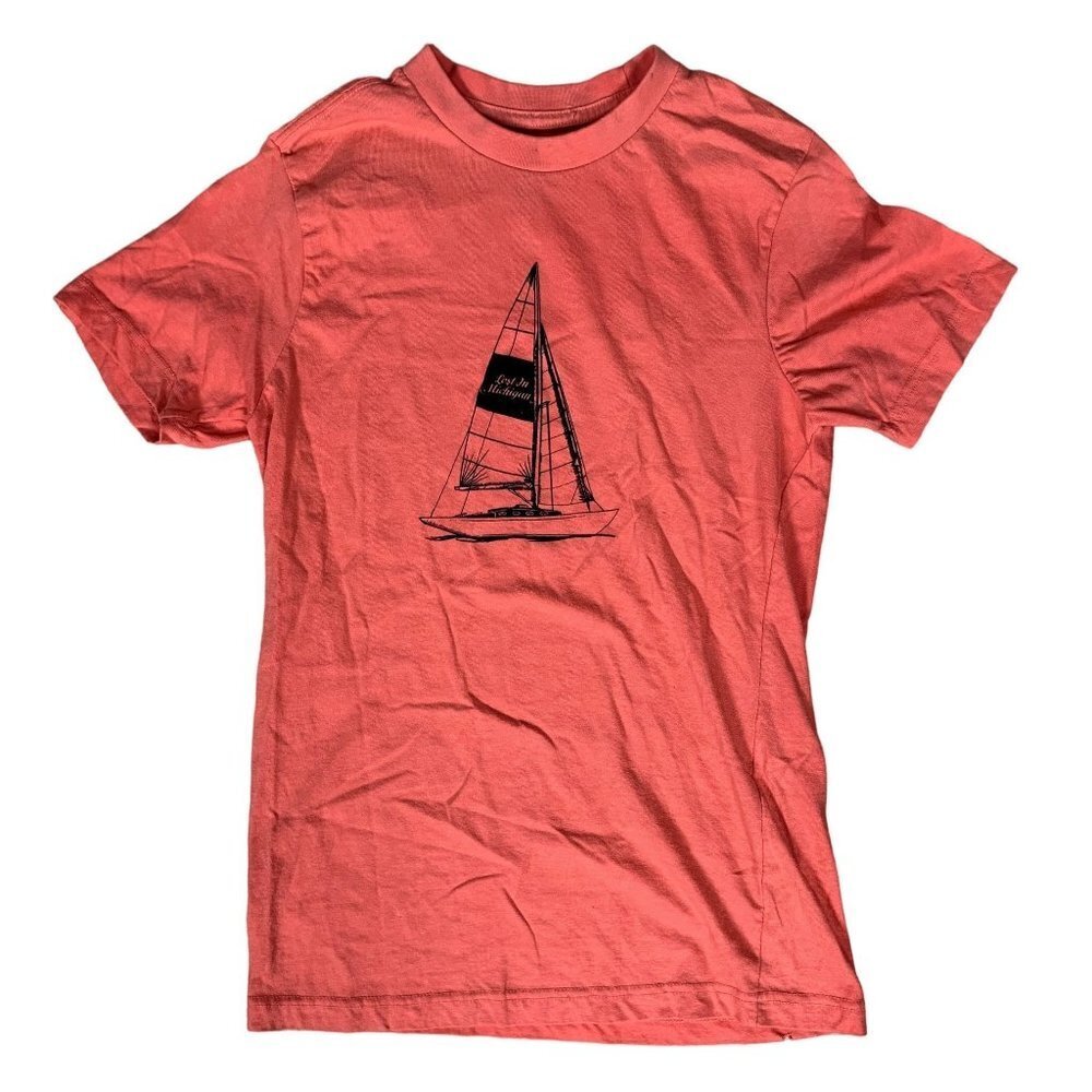 Momentum Great Lakes Lost in Michigan Sailboat Womens T-Shirt Size Small